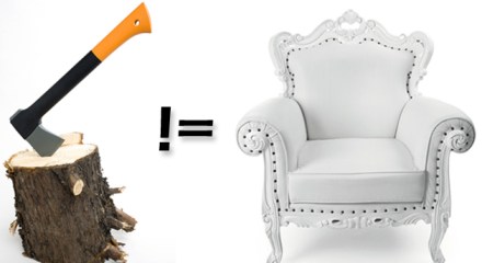 Ability to use an axe does not equal the ability to create fine furniture