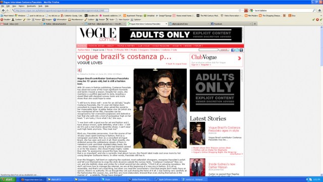 Screenshot of Vogue Feature Story