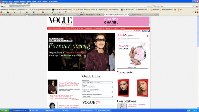 Screenshot of vogue australia home page