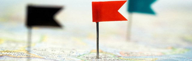 Map pins on a map