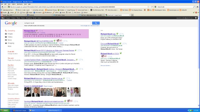 Google search results for Richard Nicoll