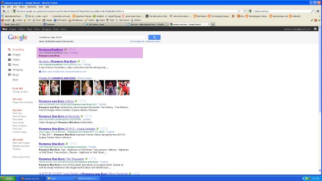 Google search results for romance was born