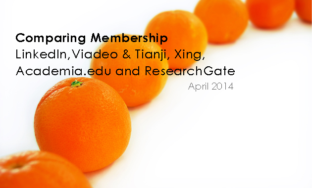 Comparing Membership LinkedIn,Viadeo & Tianji, Xing,  Academia.edu and ResearchGate