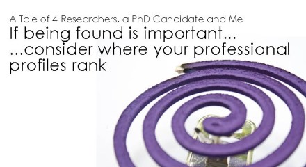 A Tale of 4 Researchers, a PhD Candidate and Me: If being found is important...consider where your profiles rank