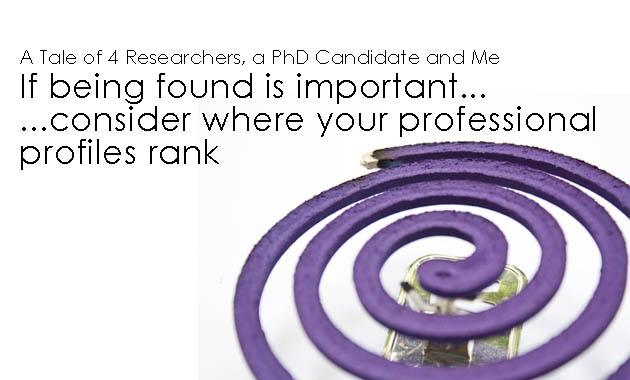 A Tale of 4 Researchers, a PhD Candidate and Me: If being found is important...consider where your profiles rank